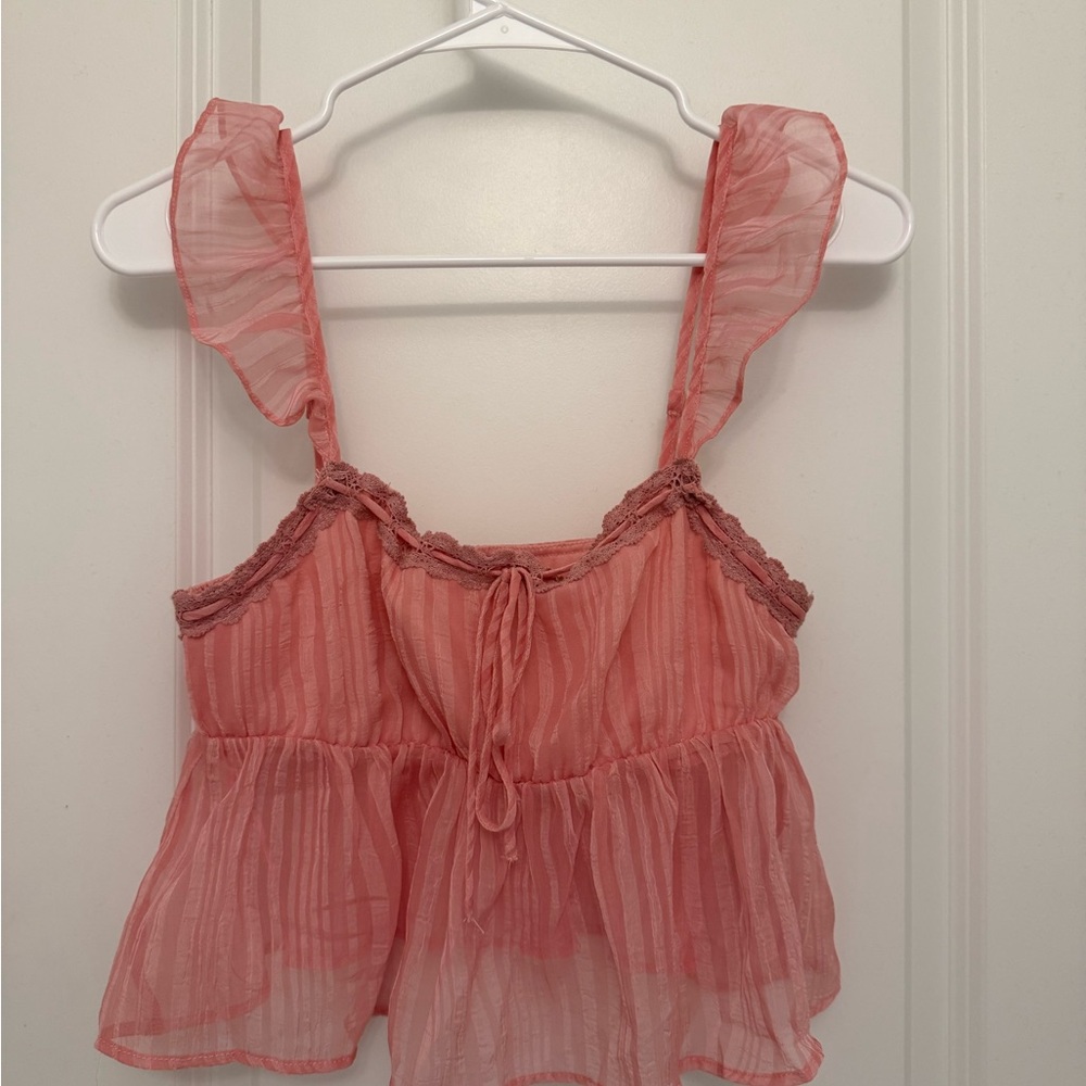 PacSun Pink Sheer Crop Top